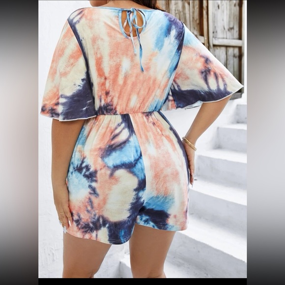 Tie Dye Surplice Neck Romper - Picture 2 of 3